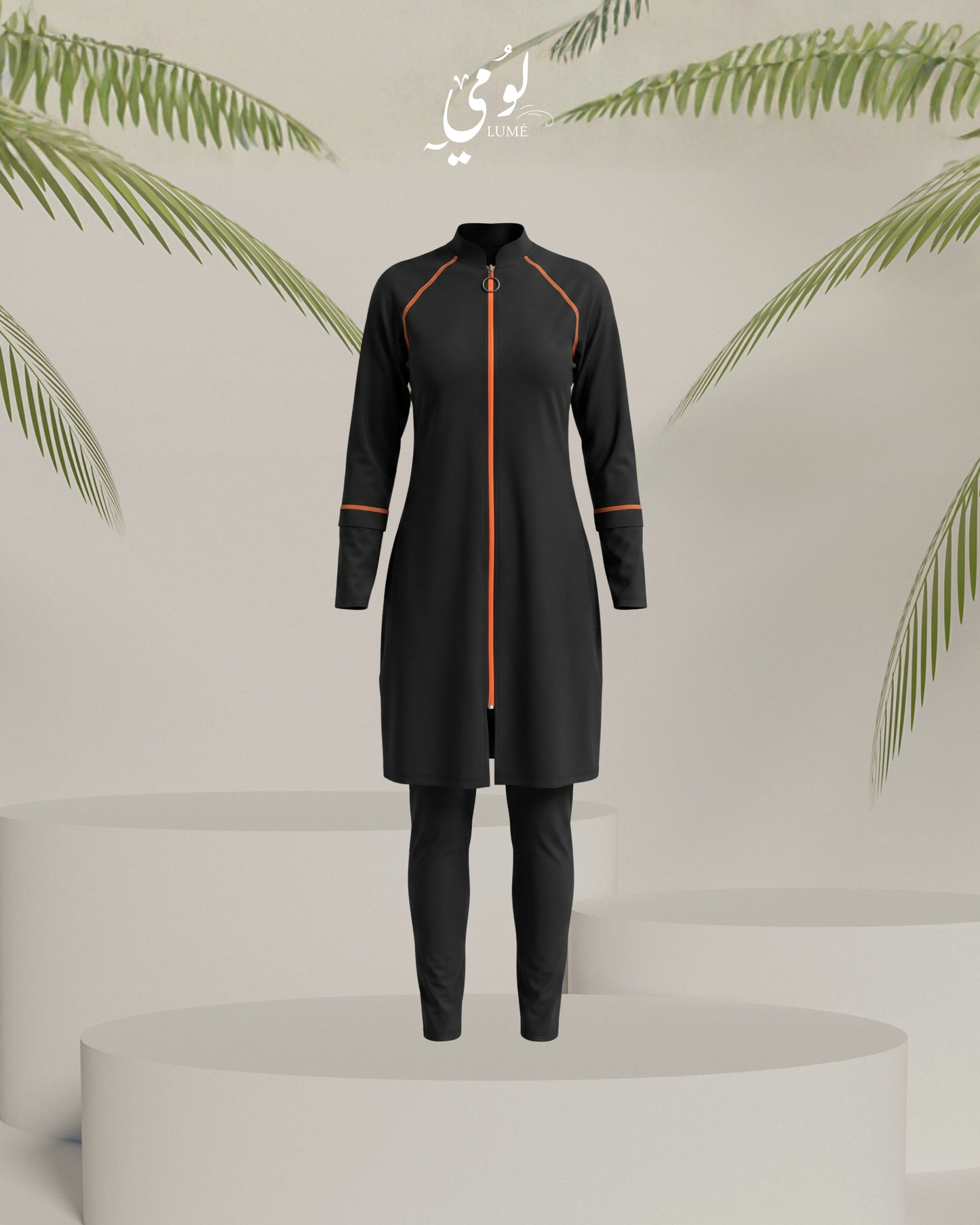 Kaia Contrast-Zip Burkini Swimsuit