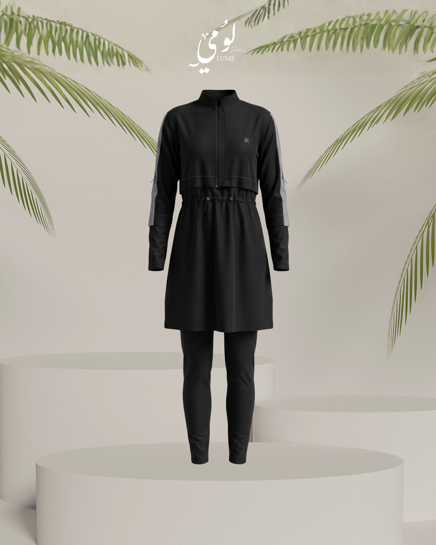 Virelle Cinch-Waist Burkini Swimsuit