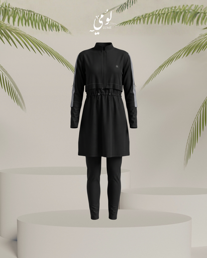 Virelle Cinch-Waist Burkini Swimsuit