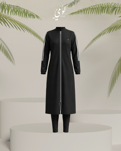 Aria Side-Stripe Burkini Swimsuit