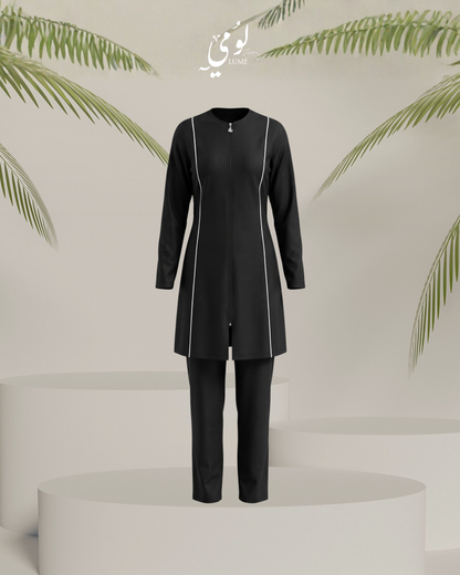 Elira Contrast-Trim Burkini Swimsuit
