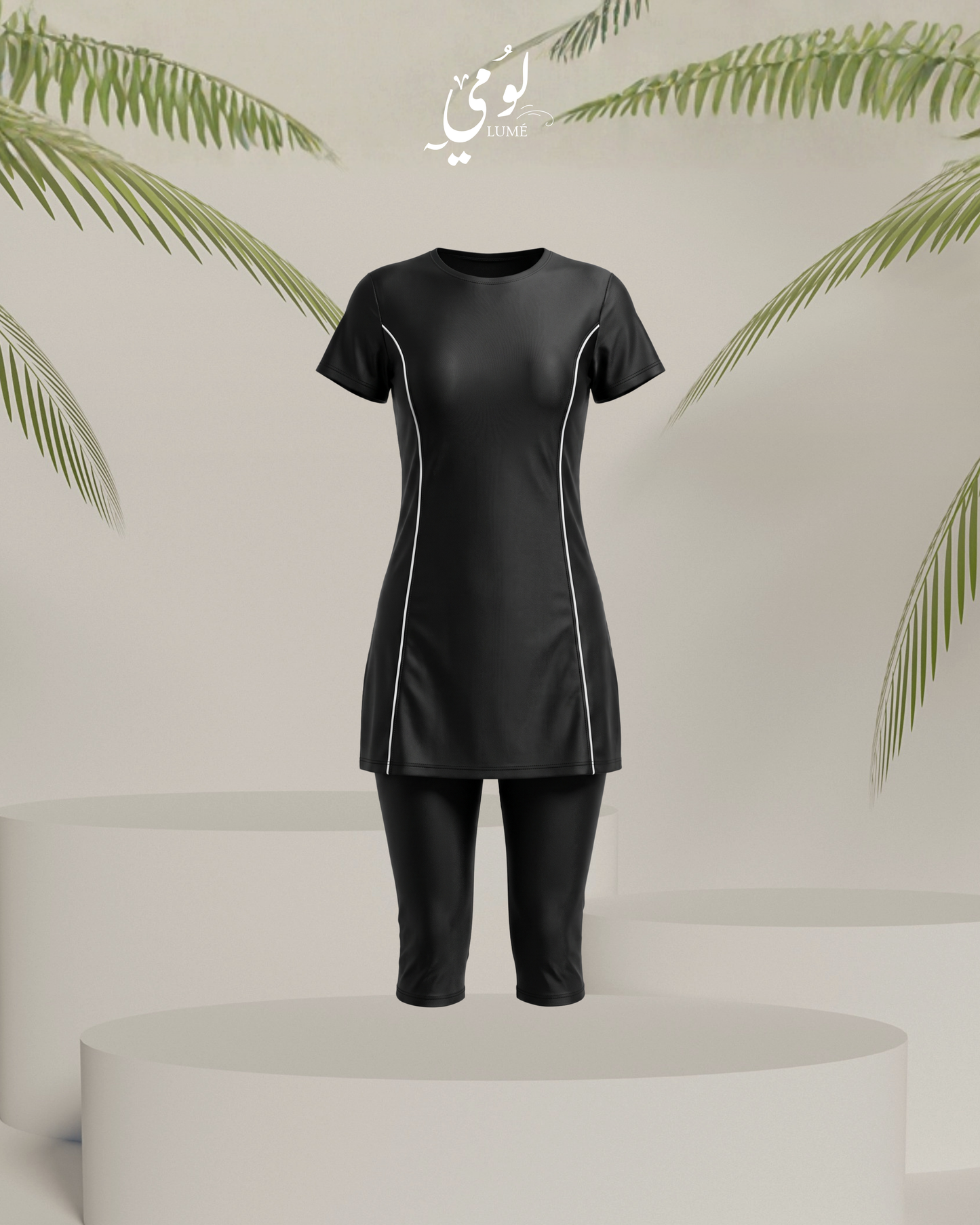 Nova Contrast-Piping Burkini Swimsuit